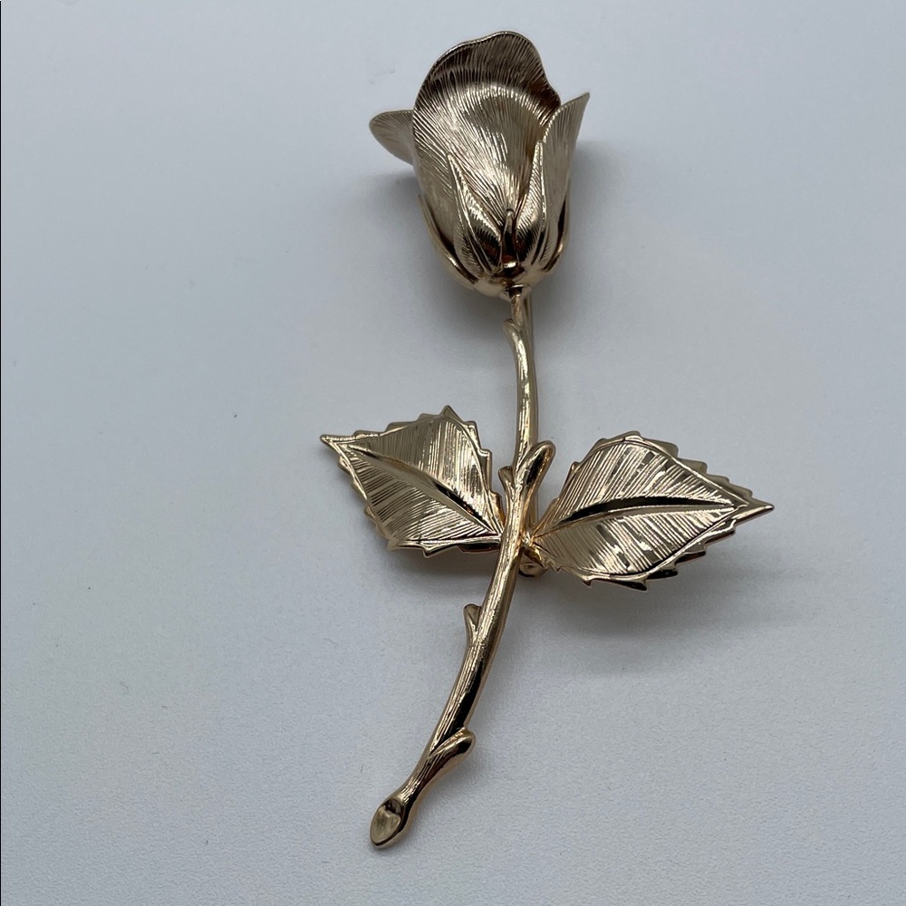 Gold Rose Brooch Pin